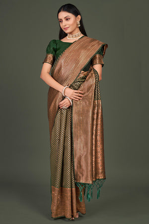 Pine Green Kanjivaram Saree