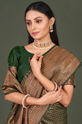 Pine Green Kanjivaram Saree