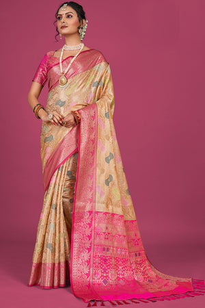 Fawn Beige Banarasi Saree