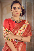 Beige And Orange Patola Saree