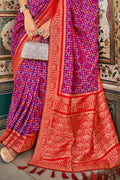 Pink And Red Patola Saree