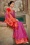 Pink And Red Patola Saree