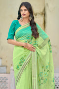 Lizard Green Organza Saree