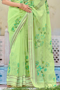 Lizard Green Organza Saree