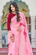 Lemonade Pink Organza Saree