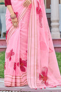 Lemonade Pink Organza Saree