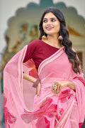 Lemonade Pink Organza Saree