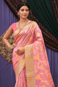 Flamingo Pink Organza Saree