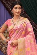 Flamingo Pink Organza Saree