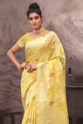 Lemon Yellow Cotton Saree