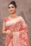 Thulian Pink Cotton Saree