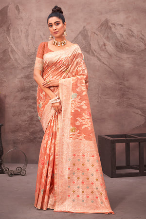 Starfish Orange Cotton Saree