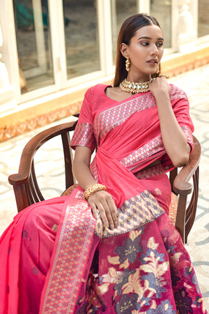 Taffy Pink Cotton Saree