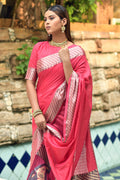 Taffy Pink Cotton Silk Saree