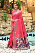 Taffy Pink Cotton Silk Saree