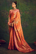 Sunset Orange Silk Saree