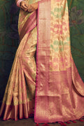 Tan Beige Silk Saree