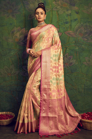 Tan Beige Silk Saree