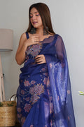 Blue Organza Saree