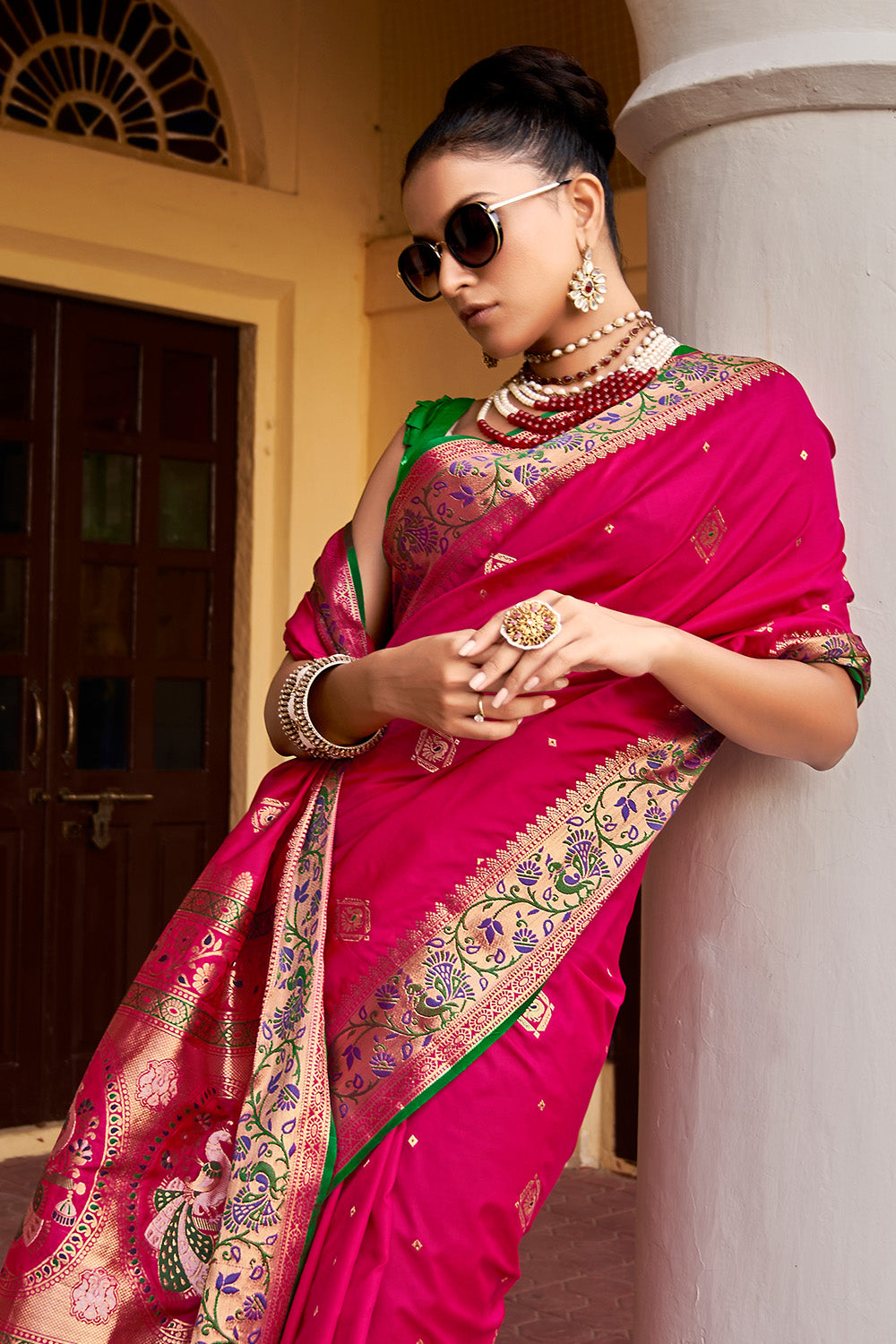 Kundan Work Plain Ladies Soft Silk Saree, 6 m (with blouse piece) at Rs  9000/piece in Hyderabad