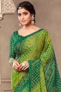 Forest Green Chiffon Saree