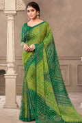 Forest Green Chiffon Saree