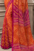 Orange And Pink Chiffon Saree