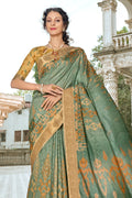 Green And Beige Dola Saree