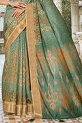 Green And Beige Dola Saree