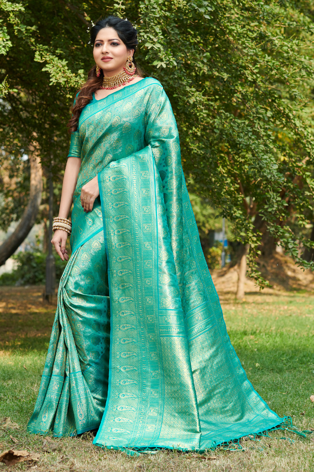 Teal Saree - Buy Teal Saree online in India