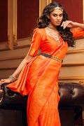 Princeton Orange Silk Saree