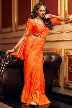 Princeton Orange Silk Saree