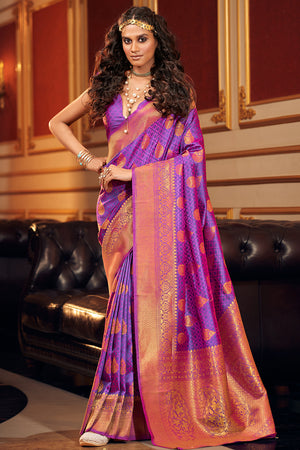 Grape Violet Silk Saree