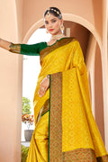 Cyber Yellow Soft Silk Saree