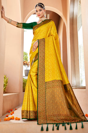 Cyber Yellow Soft Silk Saree