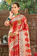 Scarlet Red Organza Saree