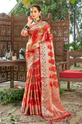 Scarlet Red Organza Saree