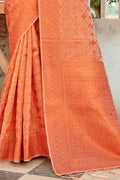 Cantaloupe Peach Organza Saree