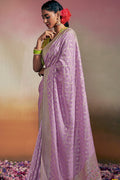 Lavender Purple Dola Silk Saree