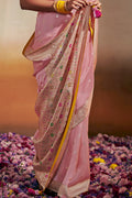 Flamingo Pink Dola Silk Saree