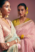 Flamingo Pink Dola Silk Saree