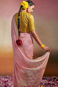 Flamingo Pink Dola Silk Saree