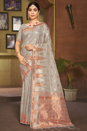 Coin Grey Organza saree