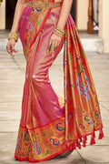 Thulian Pink Paithani Silk Saree