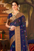 Navy Blue Organza Saree