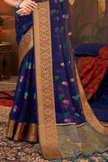 Navy Blue Organza Saree