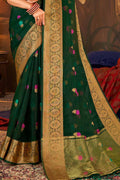 Bottle Green Organza Saree