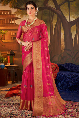 Thulian Pink Organza Saree