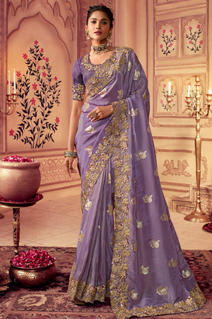 Lavender Purple South Silk Saree