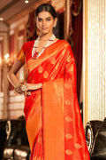 Scarlet Red Silk Saree